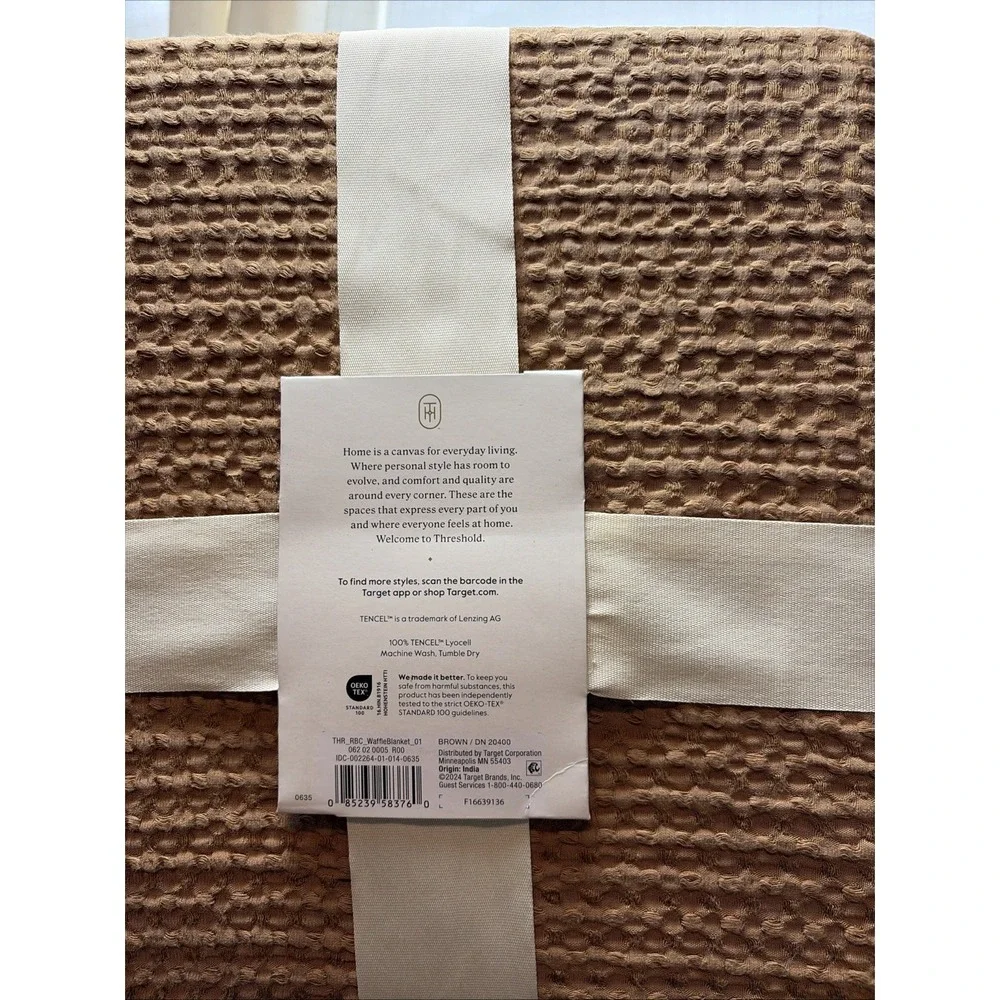Brown Threshold Cooling‎ Waffle Blanket - Lyocell Full/Queen (92x90 Throw) NWT